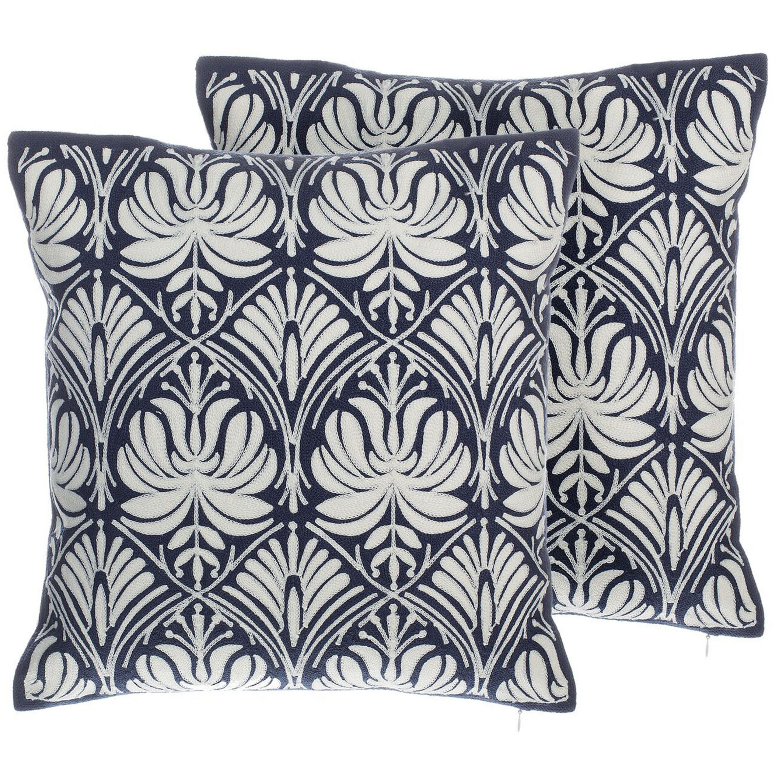DEKOKISSEN 2er-Set Dunkelblau 45/45 cm Nemesia - Dunkelblau, Naturmaterialien/Textil (45/45cm) - Beliani
