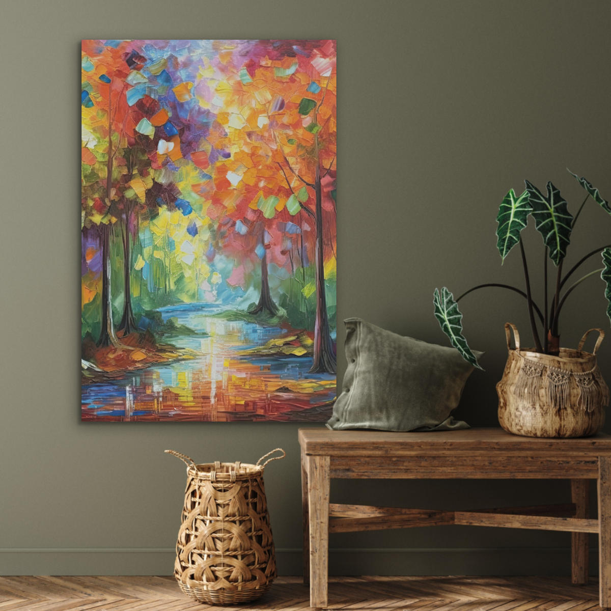AKUSTIKBILD Landschaft - Wald - Farben - Natur Wanddeko 70x100 cm - Multicolor, Textil (70/100/0.9cm) - MuchoWow