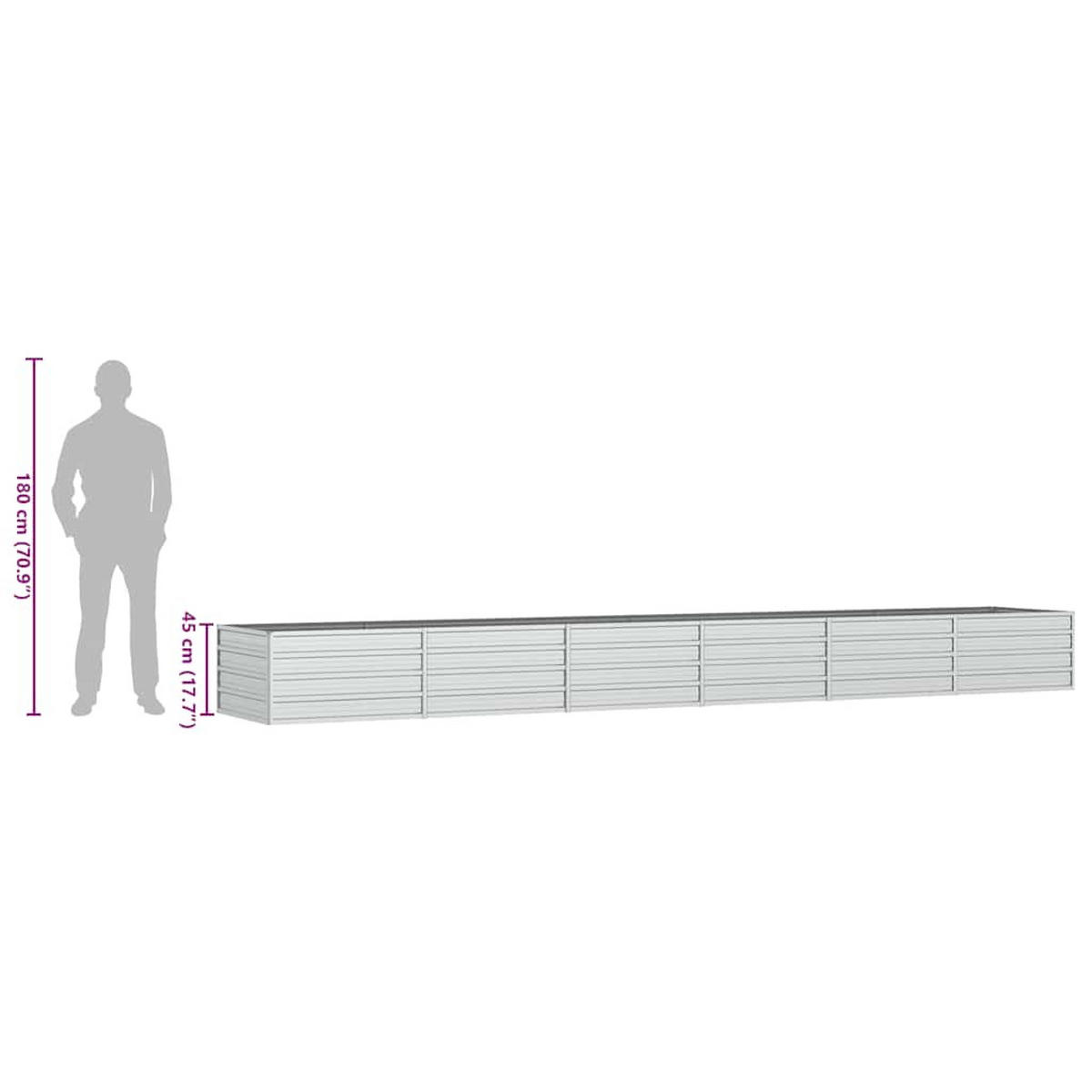 HOCHBEET 480/480/45cm, aus Verzinkter Stahl, Silber - Silberfarben, Metall (80/45/480cm) - vidaXL