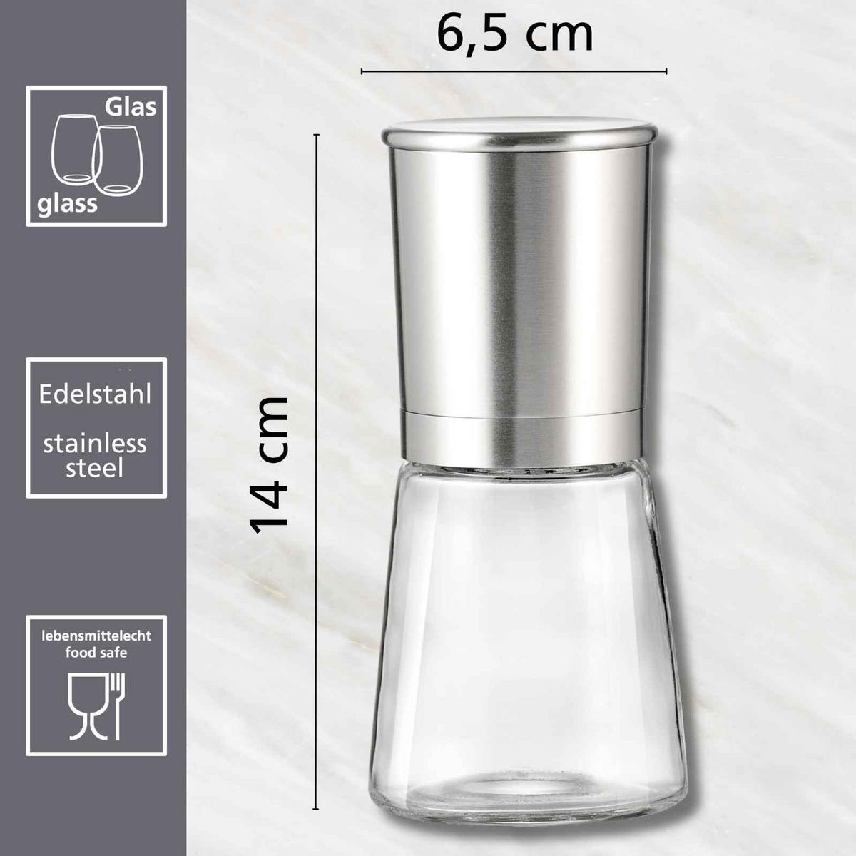 GEWÜRZMÜHLENSET Basic transparent-silber 12er Set - Transparent/Silberfarben, Glas/Metall (7/15/14cm) - Ritzenhoff Breker