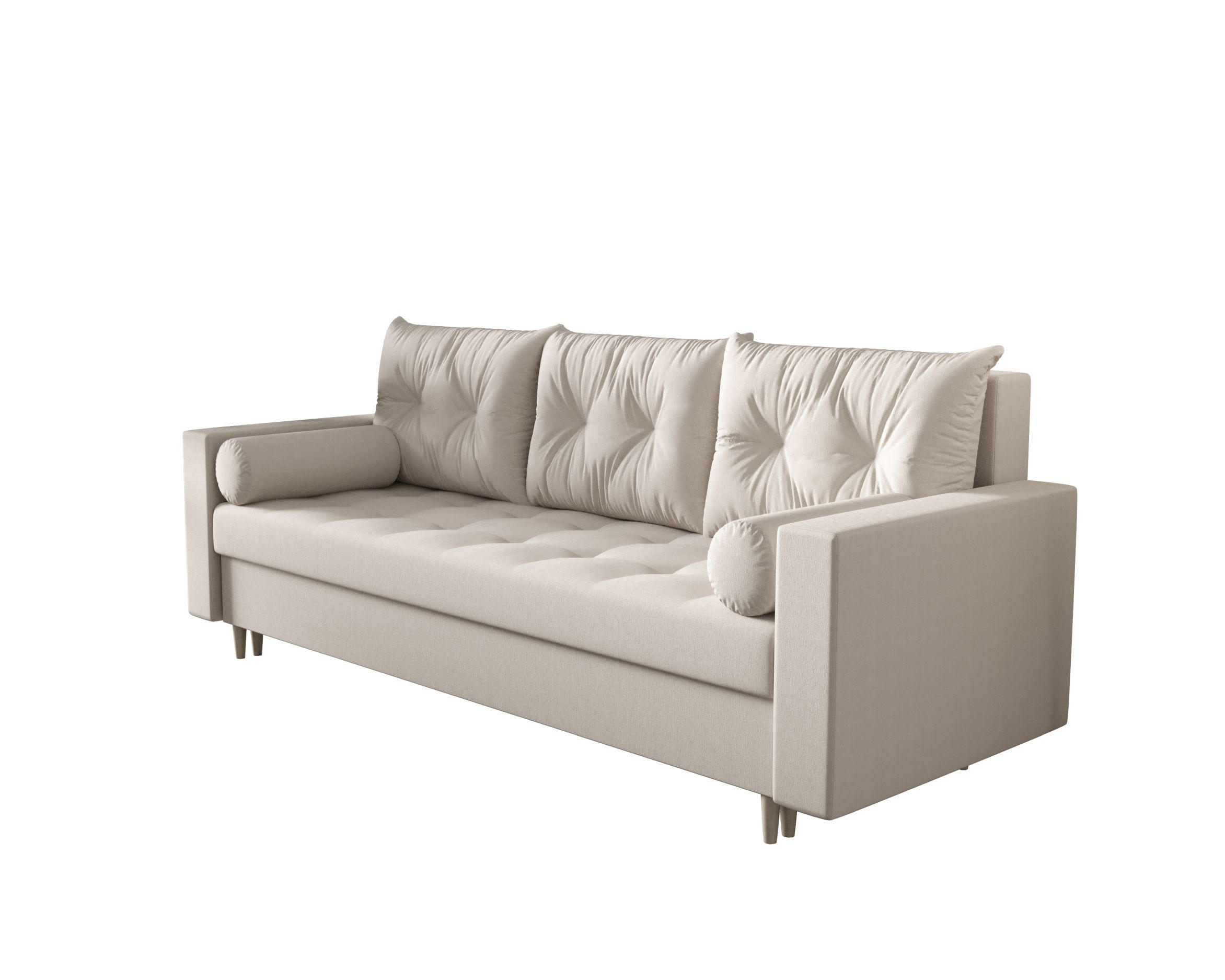 SOFA SKANDI mit Schlaffunktion COSMIC 10 mit Stauraum - Beige, Textil (90/88/232cm) - Bedante