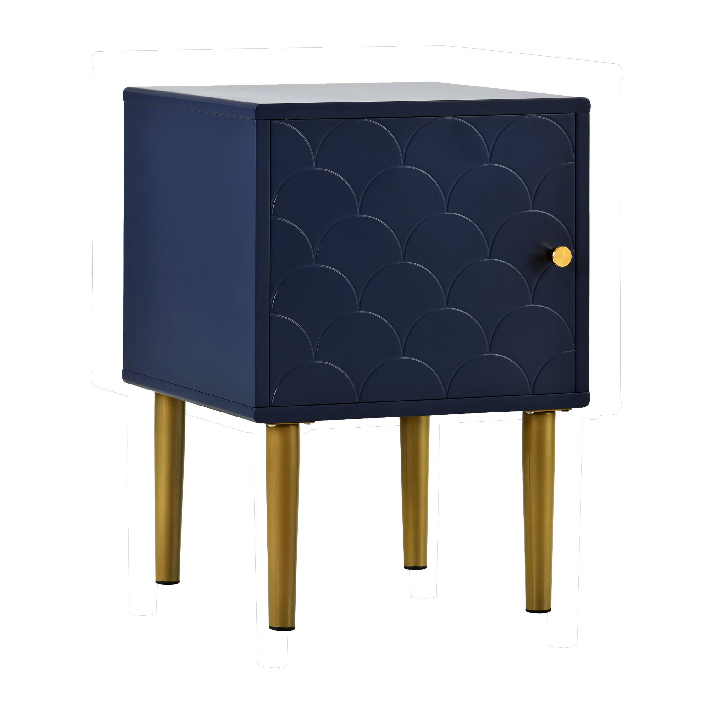 NACHTTISCH Blau 35/35/50 cm - Blau, Glas/Holzwerkstoff (35/50/35cm) - Urban Meuble
