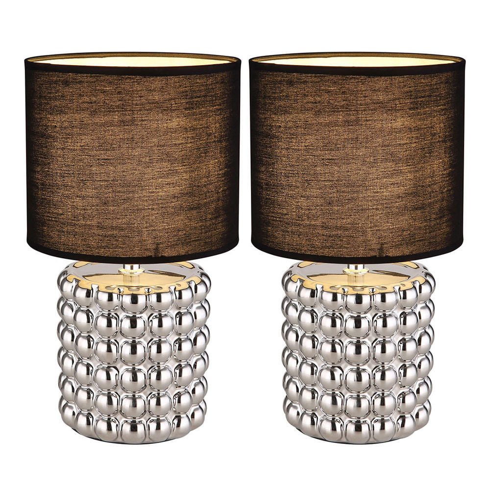 TISCHLEUCHTE VALENTINO Keramik Schwarz 2er Set - Schwarz, Textil (18.5/18.5/33cm) - Globo Lighting