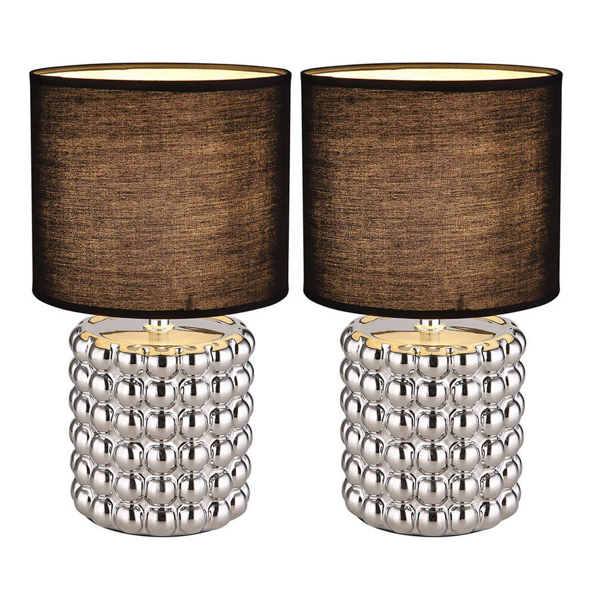 TISCHLEUCHTE VALENTINO Keramik Schwarz 2er Set - Schwarz, Textil (18.5/18.5/33cm) - Globo Lighting