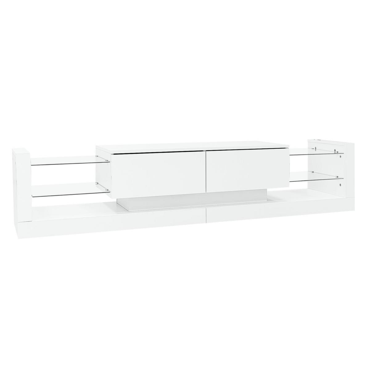 TV-SCHRANK-SET mit Couchtisch in Weiß Hochglanz, erweiterbar 181/38/38 cm + 100/50/40.3 cm - Weiß, Holzwerkstoff (50/181/78.3cm) - Redom
