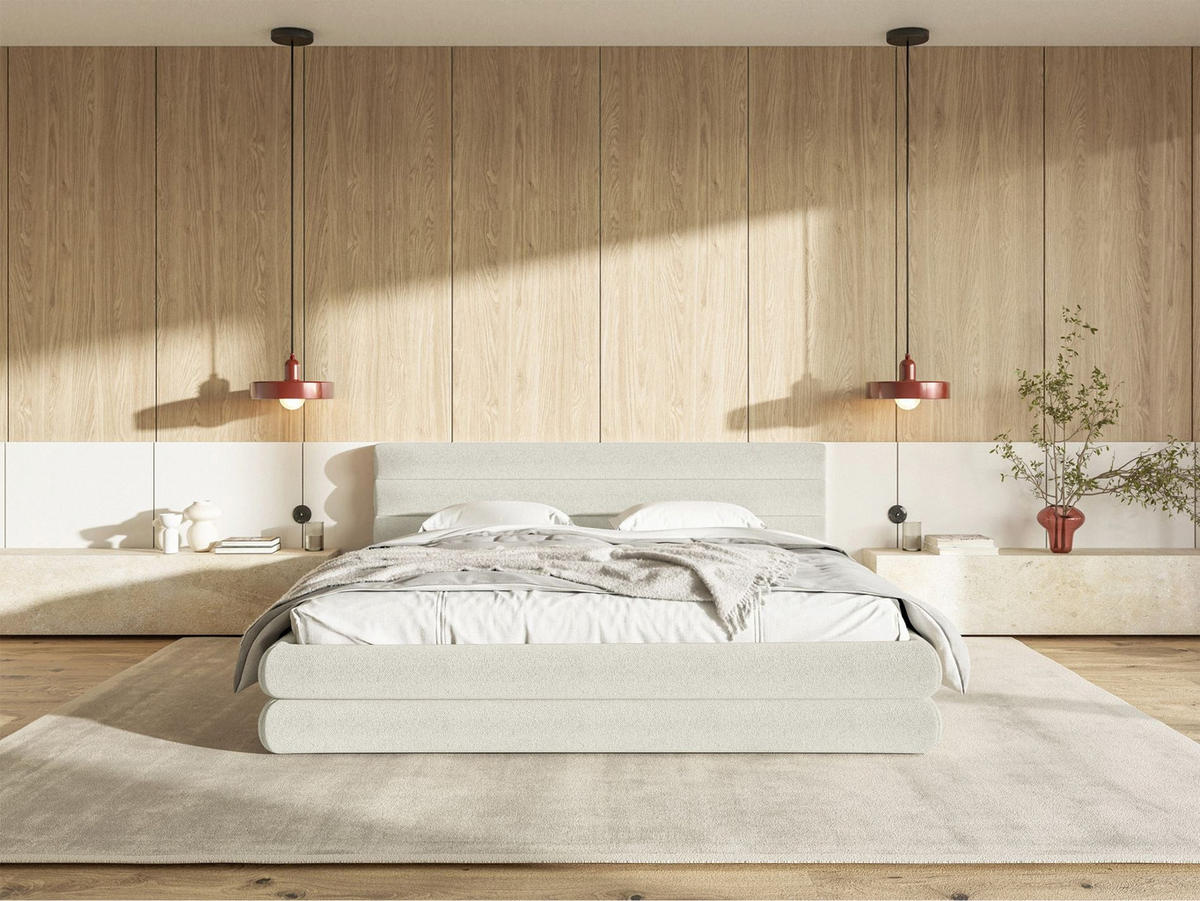 POLSTERBETT Alegre Creme Chenille 180x200 cm - Creme/Schwarz, Kunststoff/Textil (180/200cm) - Selsey