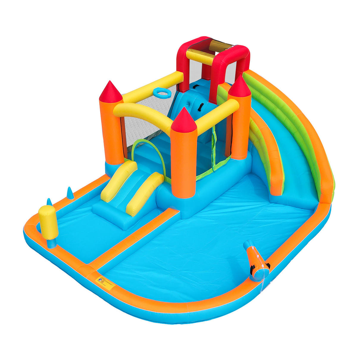 HÜPFBURG Wasserpark Rutsche Trampolin - Orange, Textil (343/460/190cm) - LEBENLANG