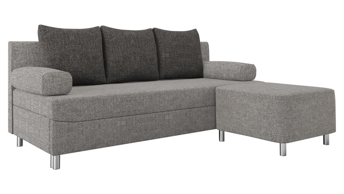 SCHLAFSOFA Dover mit Polsterhocker - Chromfarben/Grau, Holz/Kunststoff (192/80cm) - MIRJAN24