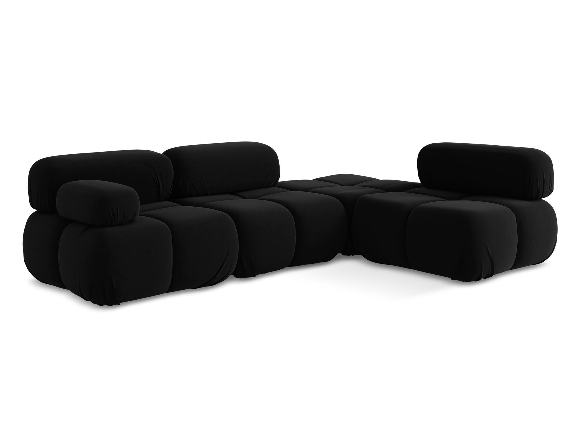 ECKSOFA Rechts Samt Stoff Schwarz - Schwarz/Orange, Kunststoff/Textil (285/190cm) - Makamii