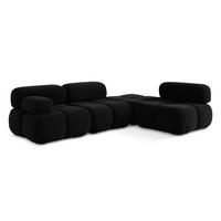 ECKSOFA Rechts Samt Stoff Schwarz - Schwarz/Orange, Kunststoff/Textil (285/190cm) - Makamii