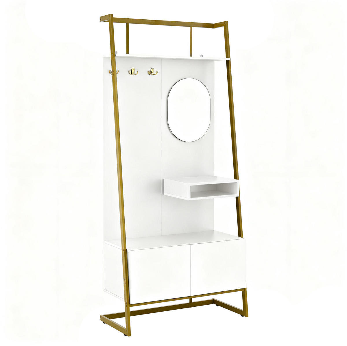 GARDEROBE mit Spiegel und Schuhbank 78 x 38,5 x 180,5 cm Weiß - Weiß, Holzwerkstoff (38.5/180.5/78cm) - Beauniv
