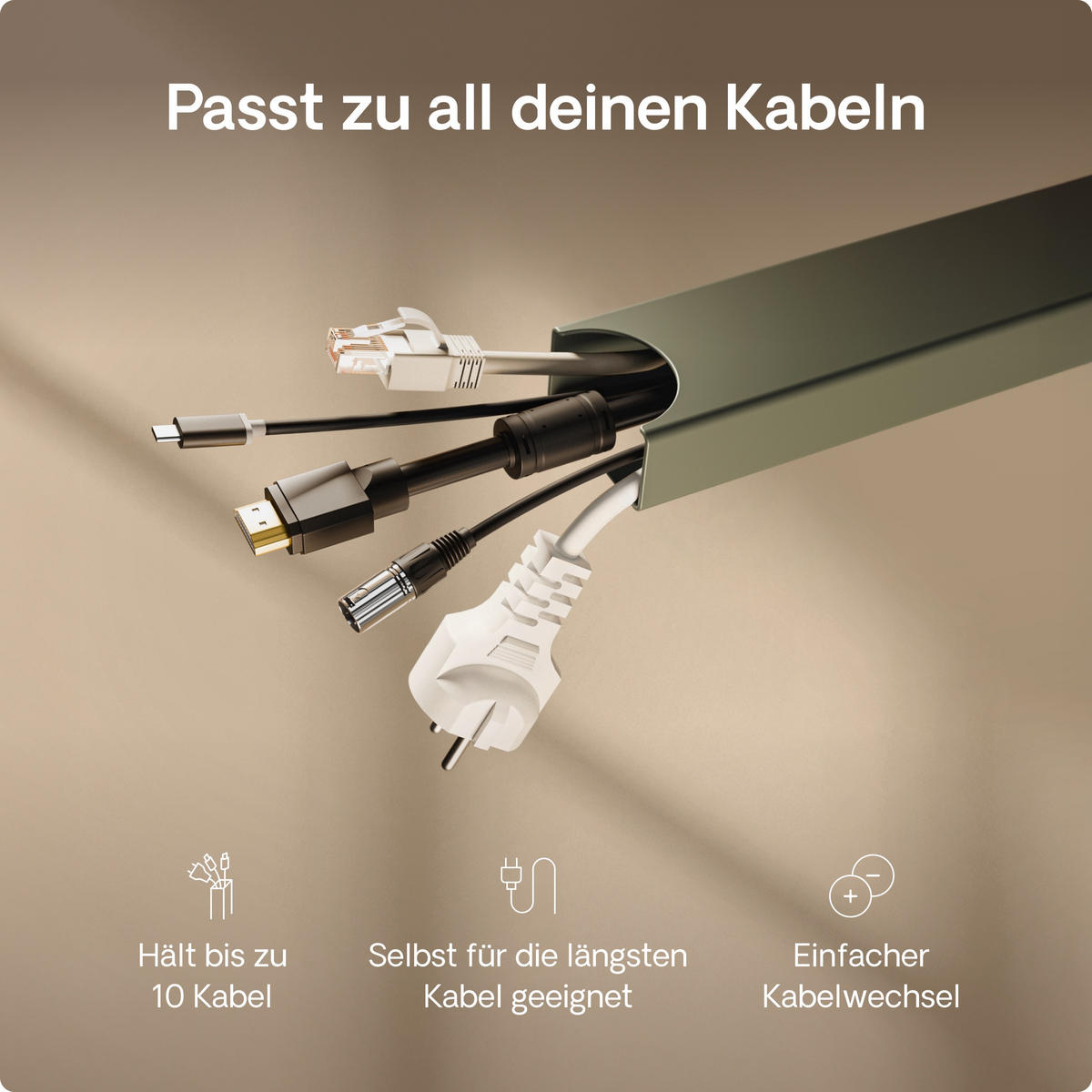 MAGNETISCHER Kabelkanal Schreibtisch Grün, 37x5x2,5cm - Grün, Metall (37/5/2.5cm) - Desktronic