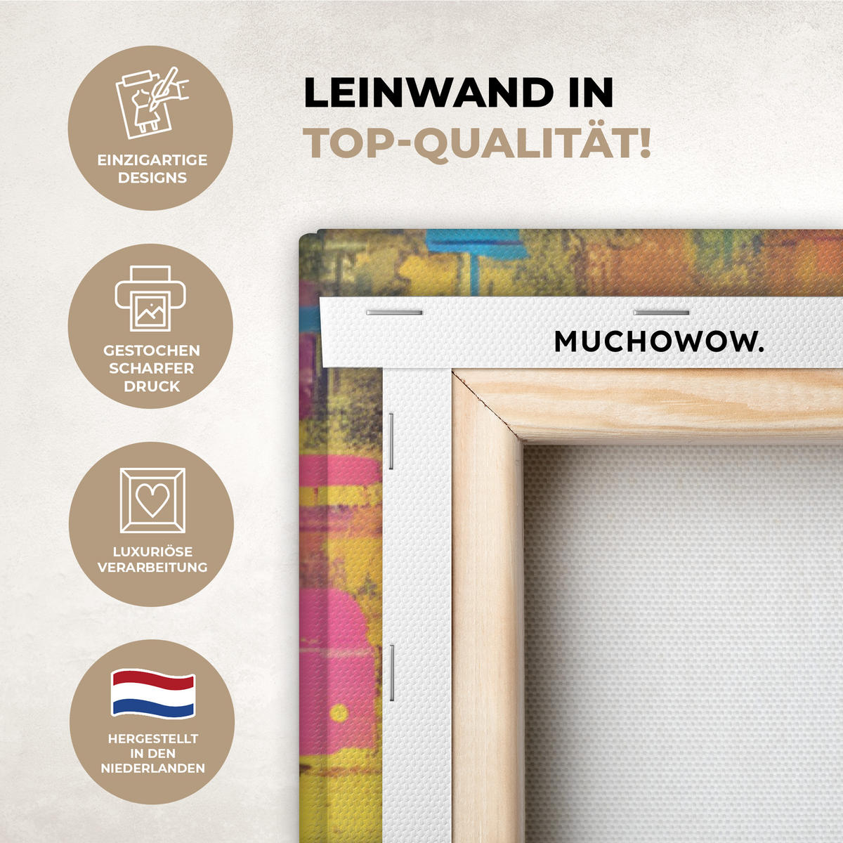 LEINWANDBILD Graffiti - Schimpanse - Straßenkunst - Kopfhörer - Affe Deko XXL 80x120 cm - Blau, Textil (80/120cm) - MuchoWow