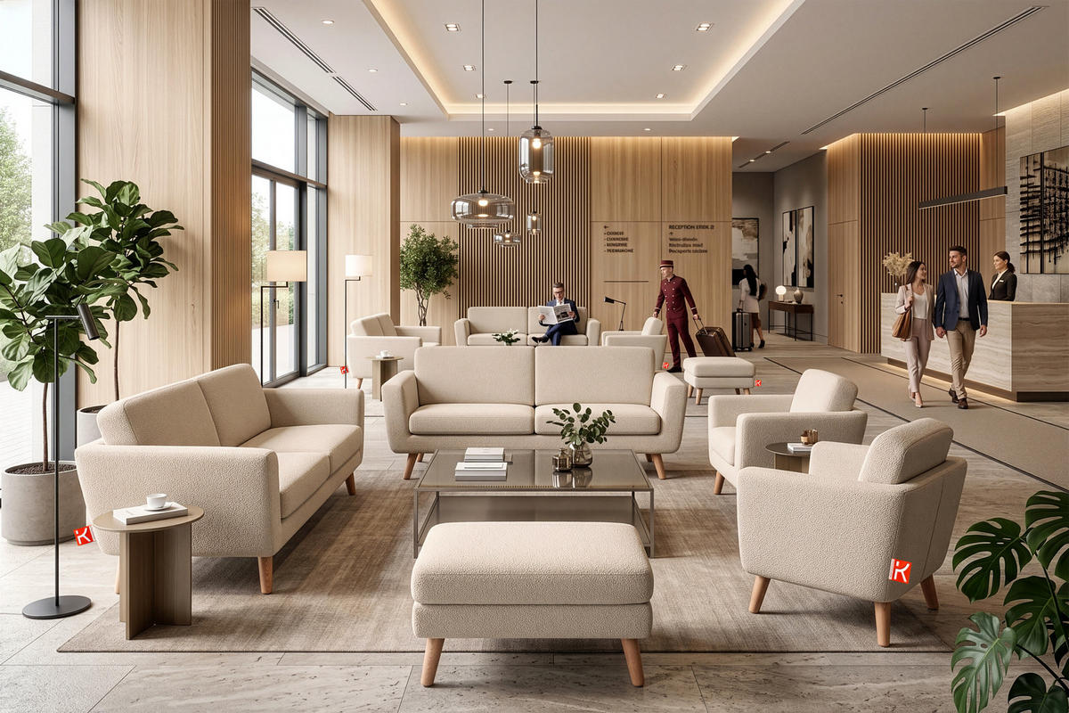 SOFA TAGIO mit Armlehnen, Creme - Creme/Braun, Buchenholz/Textil (153/80/84cm) - KONSIMO®