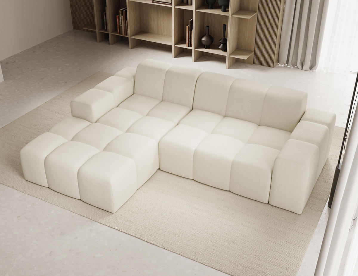 ECKSOFA Fogo ohne Schlaffuktion, L-Form, Sofa Links, Veloursstoff, 245x68x180 cm, Beige - Beige, Holz (180/245cm) - PROMETO Möbel