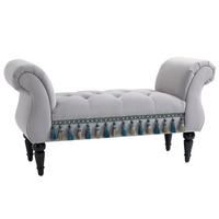 LUXUS Sitzbank Polsterbank Hockerbank Kautschuk Polyester Grau - Hellgrau, Kunststoff (40/58/117cm) - HOMCOM