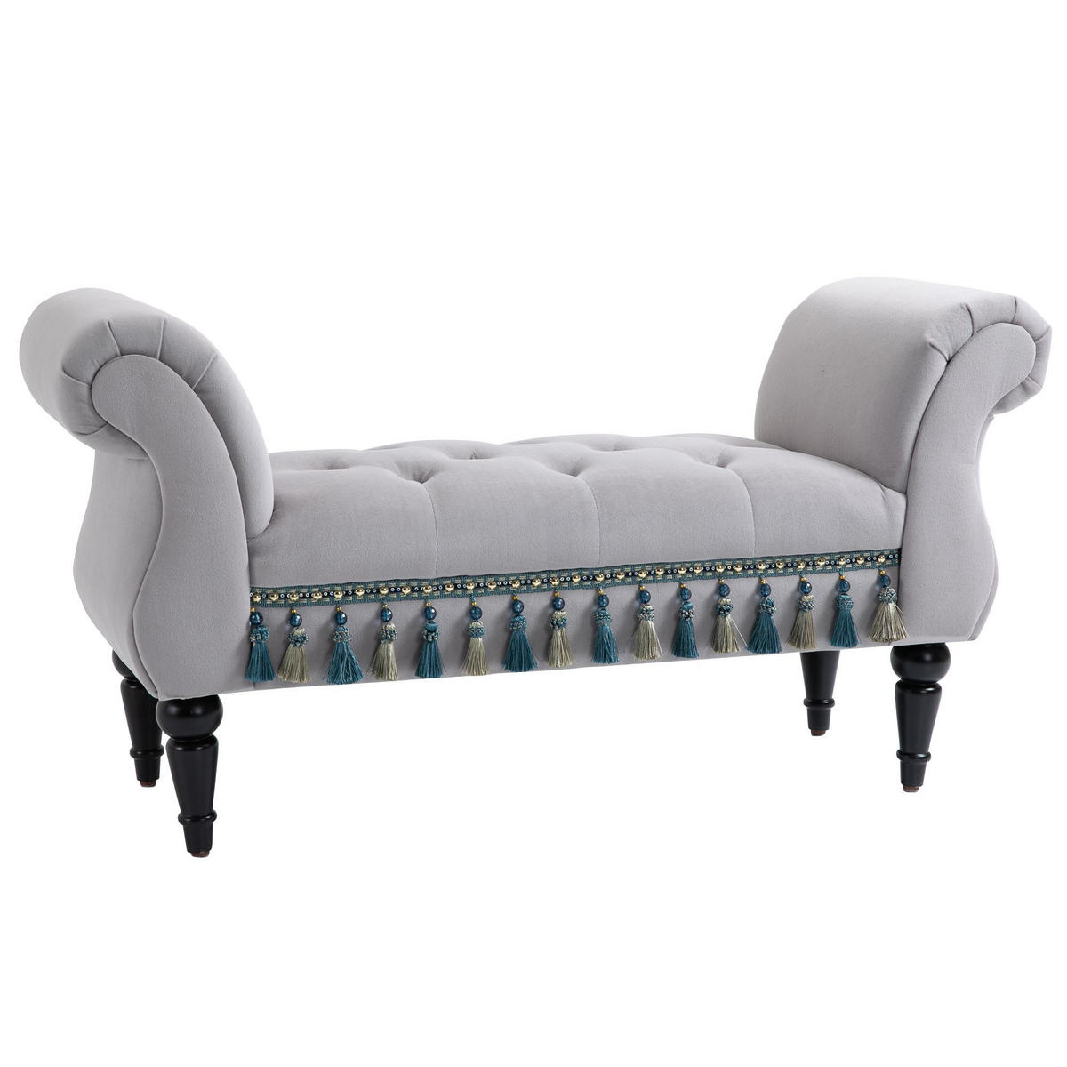 LUXUS Sitzbank Polsterbank Hockerbank Kautschuk Polyester Grau - Hellgrau, Kunststoff (40/58/117cm) - HOMCOM