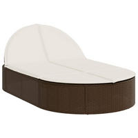 DOPPEL-SONNENLIEGE Mit Auflagen Braun Poly Rattan - Creme, Kunststoff (200/78/110cm) - vidaXL