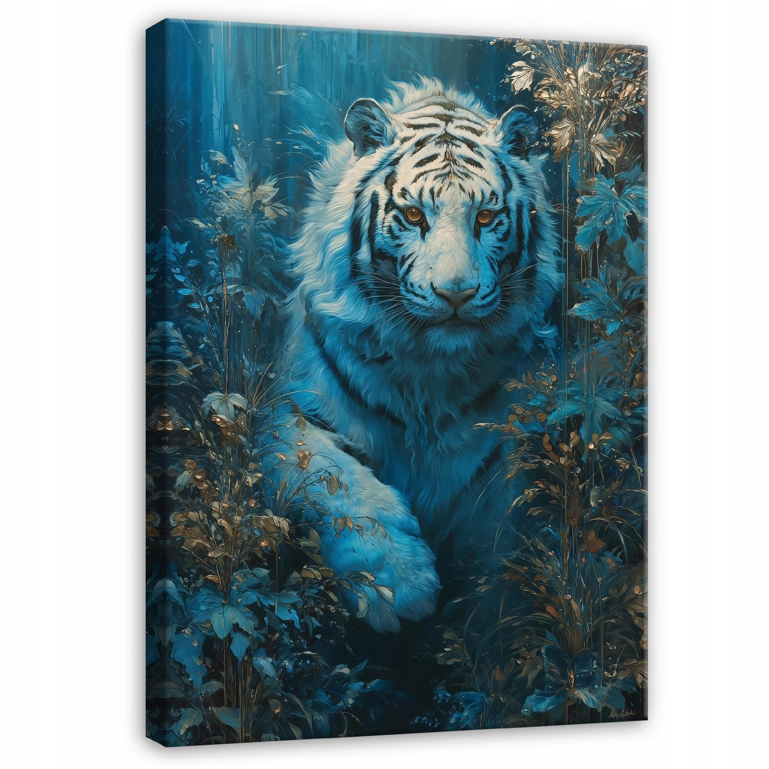 LEINWANDBILD Tiger Tiere Blau 80x120 cm - Multicolor, Holzwerkstoff (80/120cm) - Wallarena