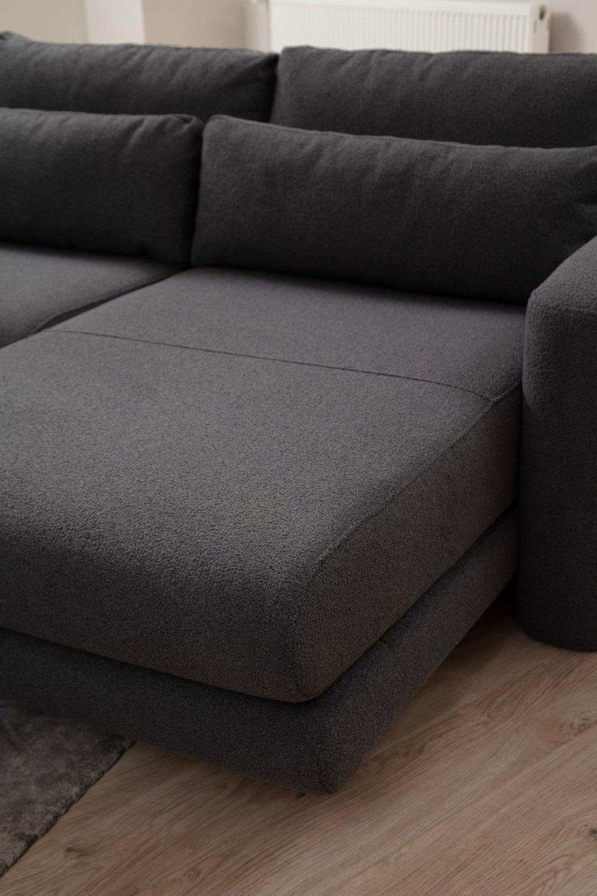 ECKSOFA mit losen Rückenkissen - Schwarz/Grau, Holz/Kunststoff (165/290cm) - myHomelando