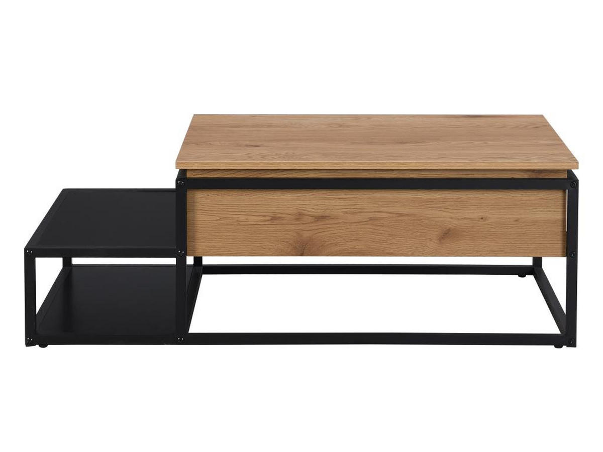 COUCHTISCH höhenverstellbar - MDF & Metall - Naturfarben & Schwarz - LUTESA - Hellbraun, Holz (110/60/38cm) - Vente-Unique