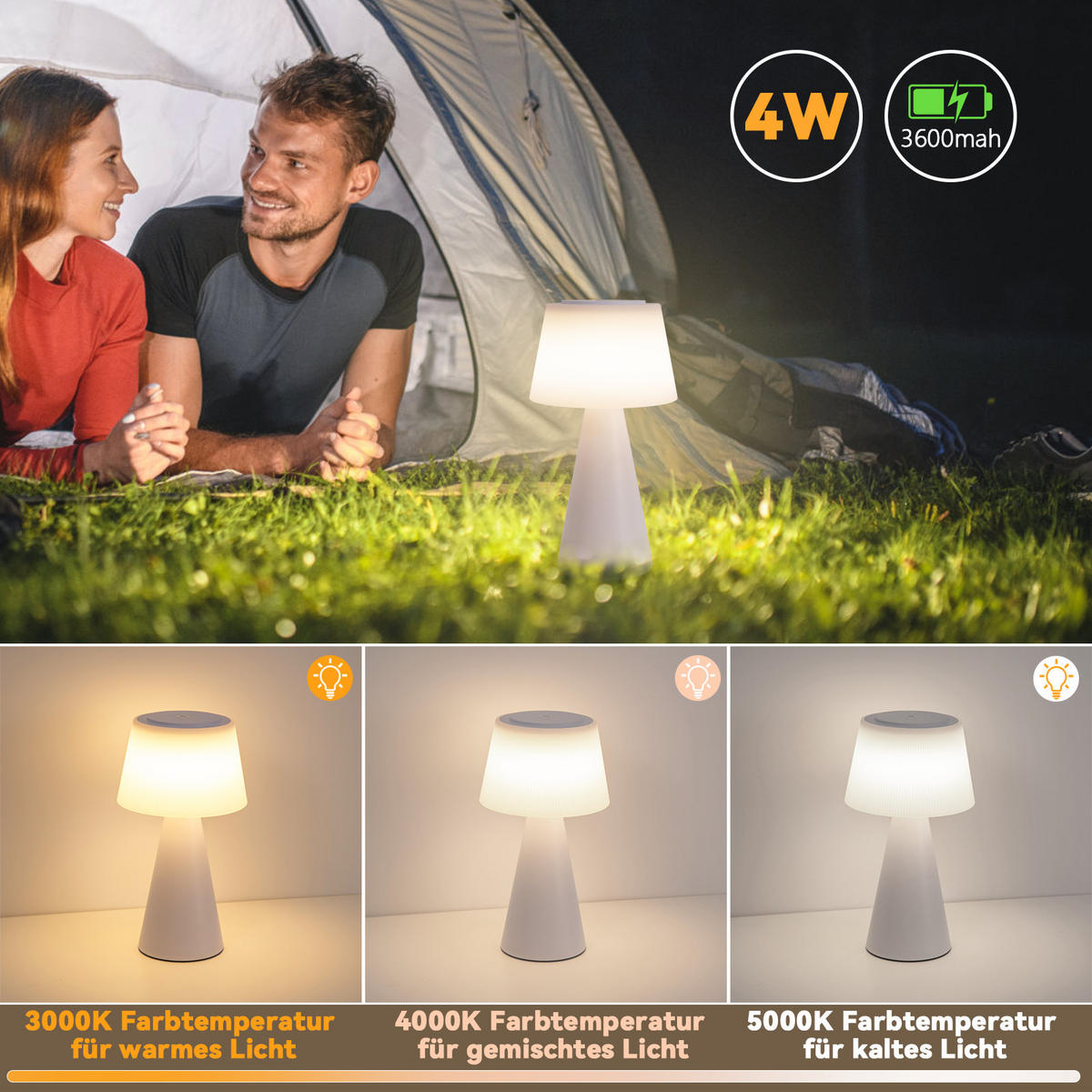 LED TISCHLEUCHTE Nathaniel - Weiß, Kunststoff (13/13/26cm) - Nettlife