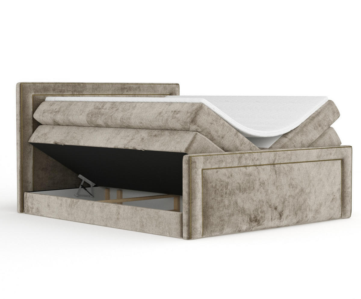 BOXSPRINGBETT Luxora Beige 140/200 cm - Beige/Schwarz, Holz/Holzwerkstoff (140/200cm) - Maison de Reve
