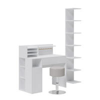 SCHREIBTISCH Weiß 3 Teile, mit Bücherregal und Hocker - Weiß, Holzwerkstoff (50/100/100cm) - Vicco