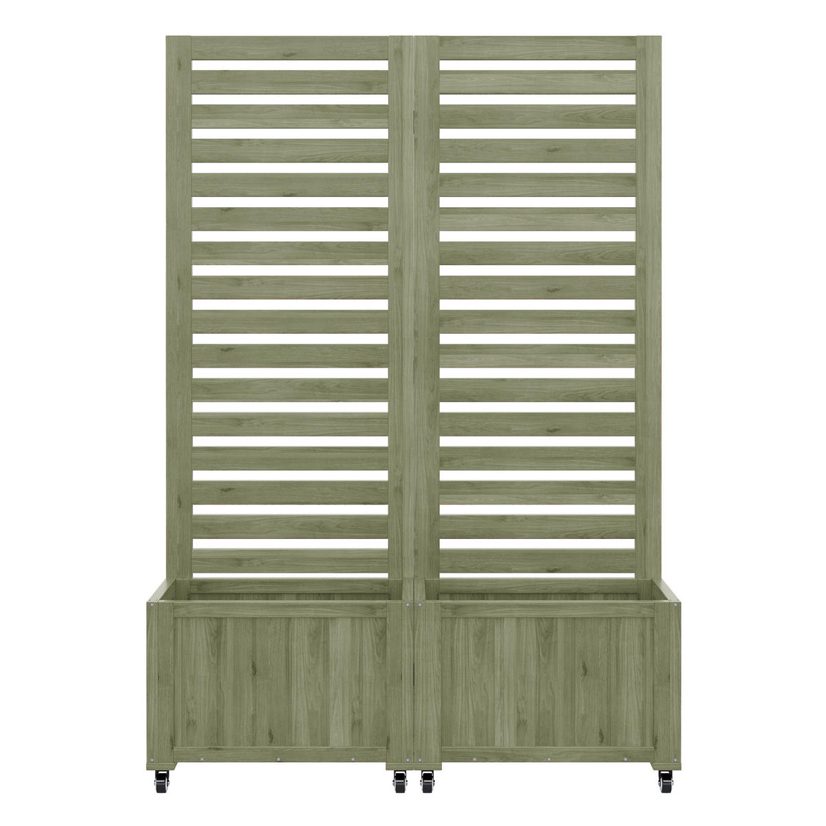 PFLANZKÜBEL Massives Tannenholz Grün mit Spalier - Grün, Holz (32/32/102.5cm) - ComfortXL