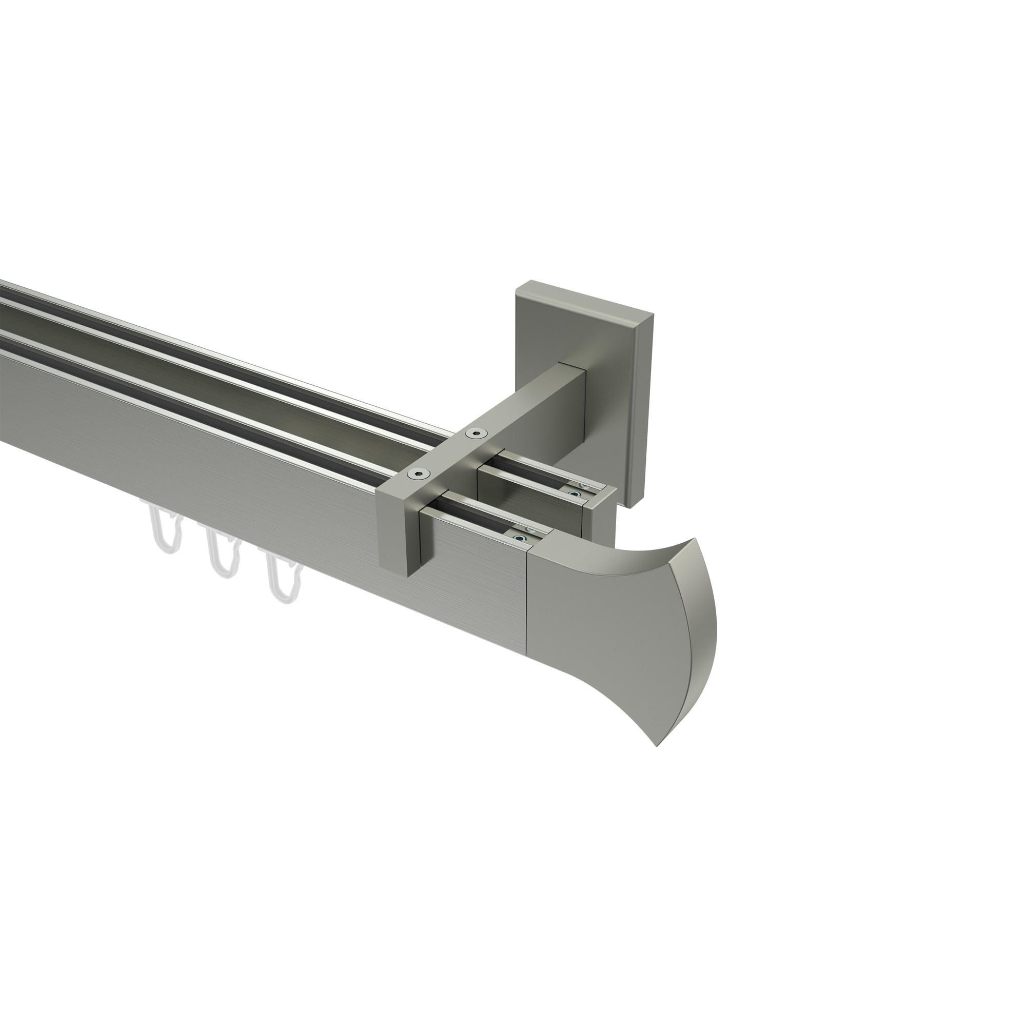 GARDINENSTANGE INNENLAUF Smartline Conex 180 cm, 2-läufig, 14x35 mm Edelstahl-Optik - Edelstahlfarben, Metall (180cm) - INTERDECO