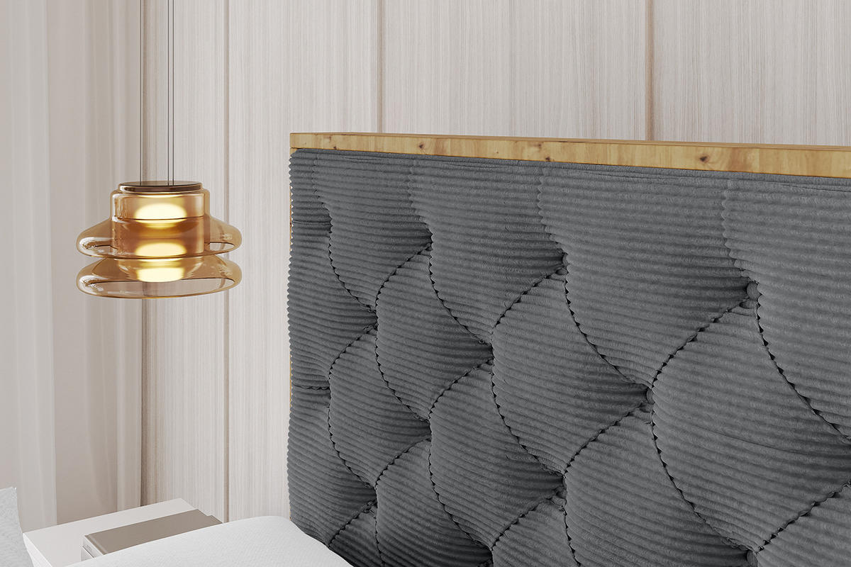 POLSTERBETT mit Bettkasten, Fußteil und Lattenrost, Boxbett ohne Matratze - ENZO3-Z 120x200 Dunkelgrau - Anthrazit, Holzwerkstoff/Textil (120/200cm) - ALTDECOR