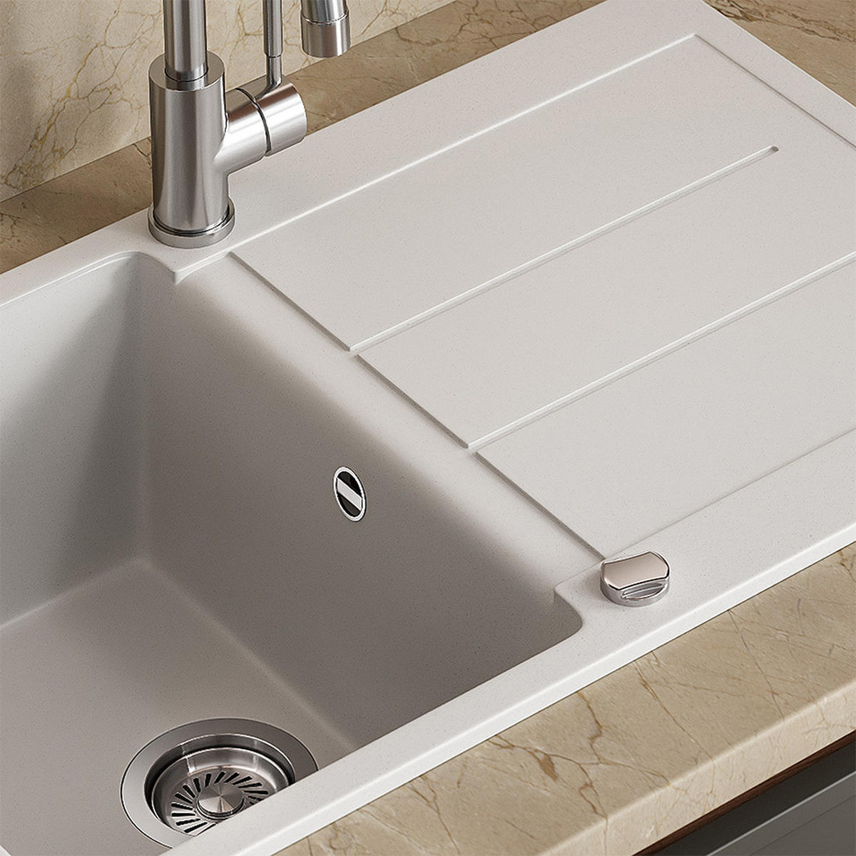 SPÜLBECKEN Kapstadt Weiß 78 x 50 cm - Weiß, Keramik (78/20/50cm) - Bergstroem