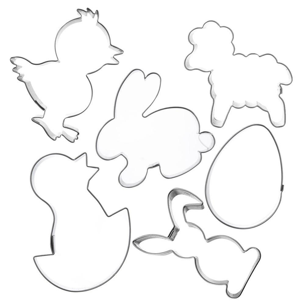 AUSSTECHFORMEN-SET Ostern 6-teilig Silber - Silberfarben, Metall (7/1.7/7cm) - Orion 