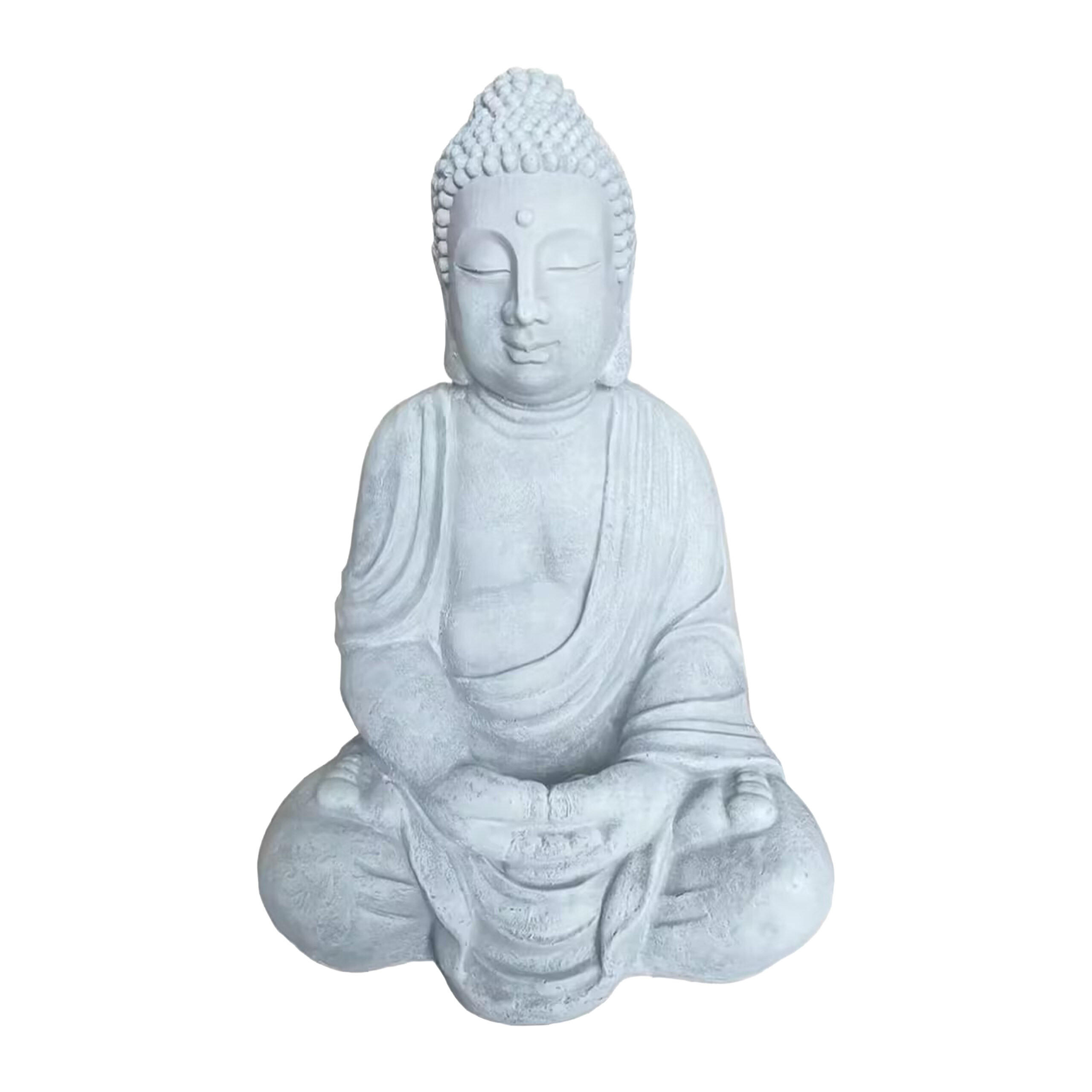 BUDDHA Figur - Grau, Kunststoff (49/71/34cm) - Relaxdays