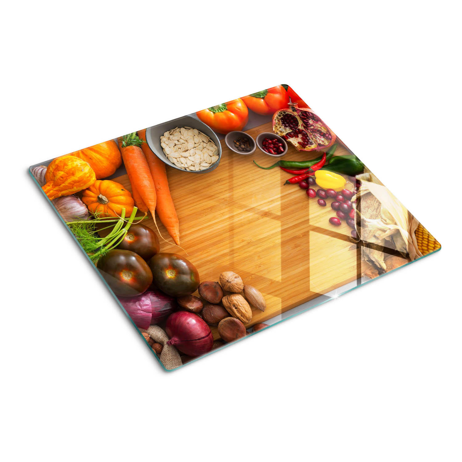 GLASPLATTE 60x52 cm Herbstgemüse - Multicolor, Glas (60/0.4/52cm) - TULUP