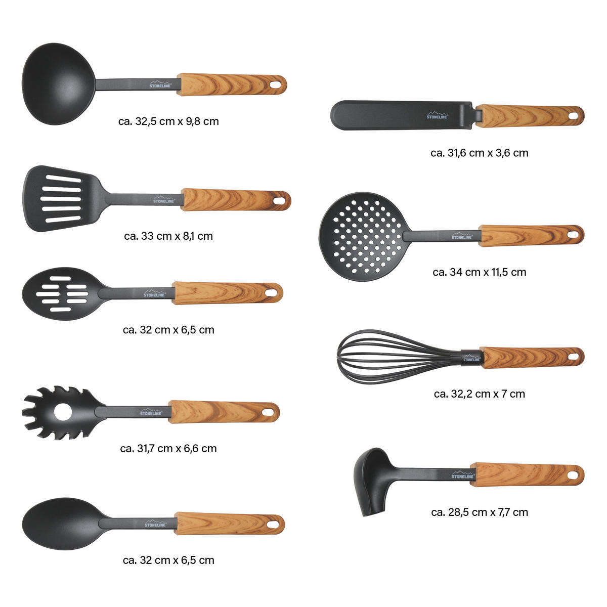 KÜCHENHELFER-SET 9-TEILIG - Braun, Metall - Stoneline