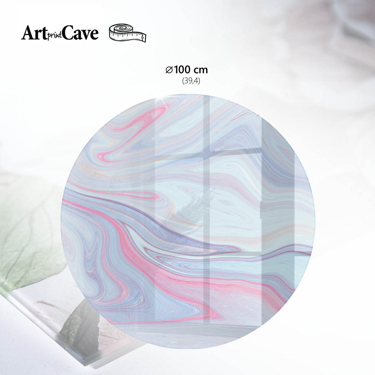 TISCHPLATTE fi100 cm – Pastellwellen - Schwarz, Glas (100/100/0.4cm) - Wallfluent
