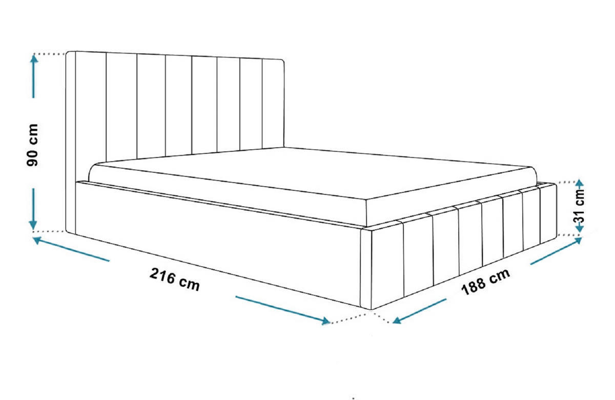 POLSTERBETT 180x200 Moris mit Kopfteil, Bettkasten Lattenrost, Blau - Blau, Holz/Textil (180/200cm) - Emporius