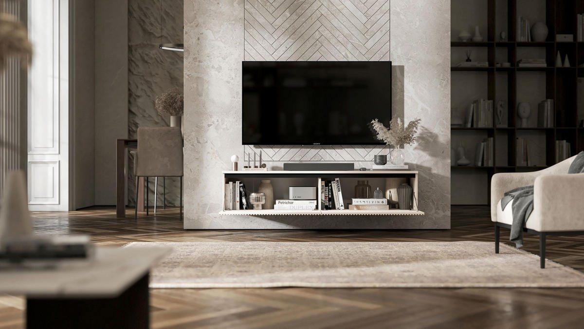 TV-SCHRANK Selene Kaschmir matt Glamour 140 cm - Kaschmir, Holzwerkstoff (140/30/35cm) - Meble Lindner