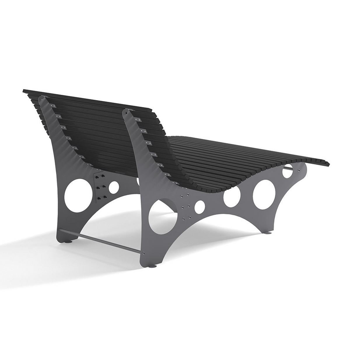 WELLENLIEGE NIRA - Anthrazit, 148 cm - Anthrazit, Holz/Metall (148/105/152cm) - Home Deluxe