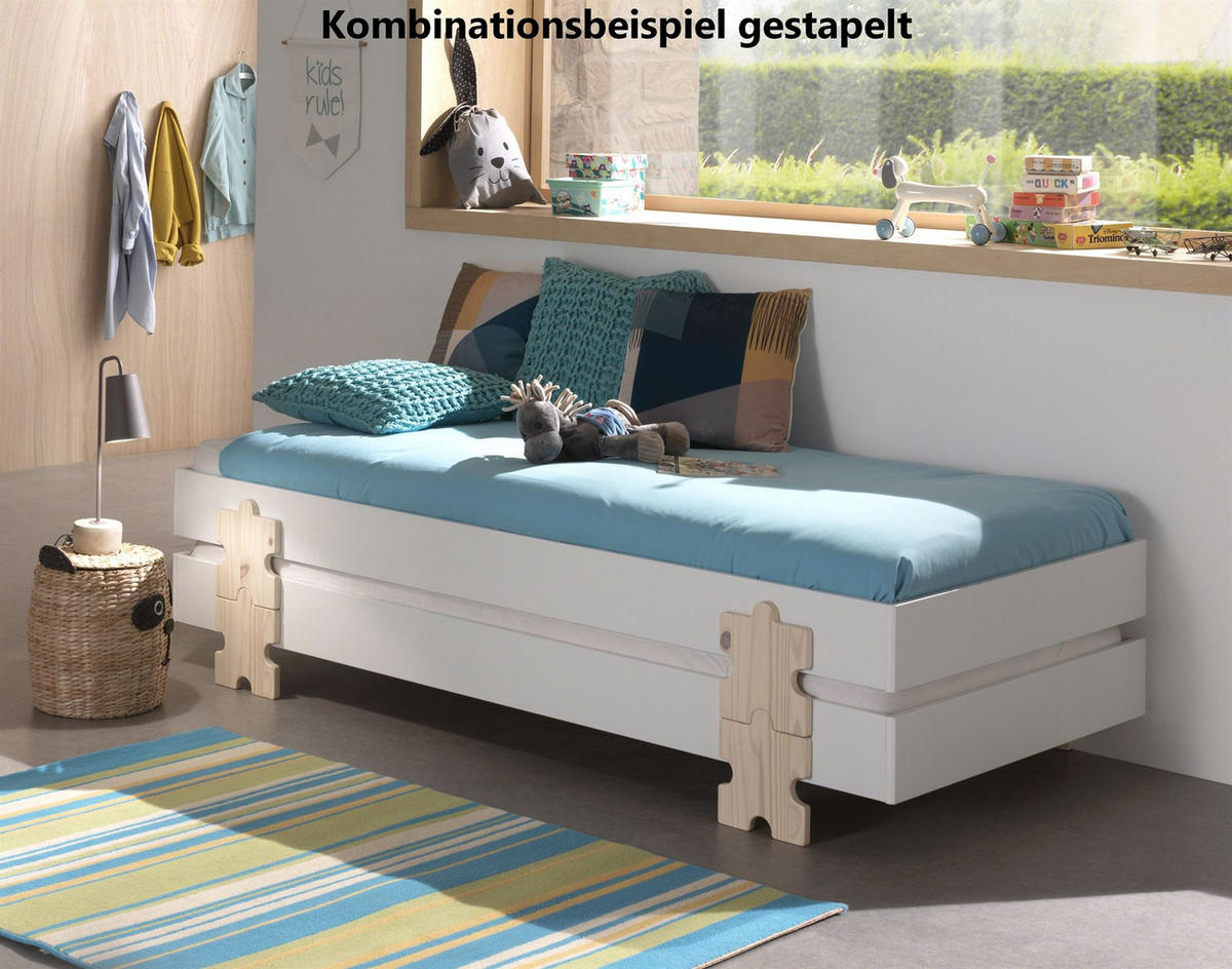 STAPELBETT Karlene 204x28x94 aus MDF in Weiß - Weiß, Holzwerkstoff (90/200cm) - 58aufmkessel