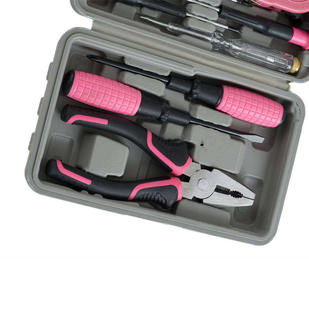 WERKZEUGSATZ 15-tlg. in Rosa Haushalts-Werkzeugset mit Koffer aus Stahl - Pink, Metall (12/20/5cm) - Livingandhome