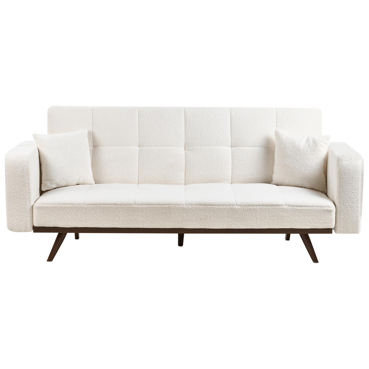 SCHLAFSOFA 3-Sitzer Bouclé Cremeweiß Hjulby - Creme, Textil (220/90/82cm) - Beliani