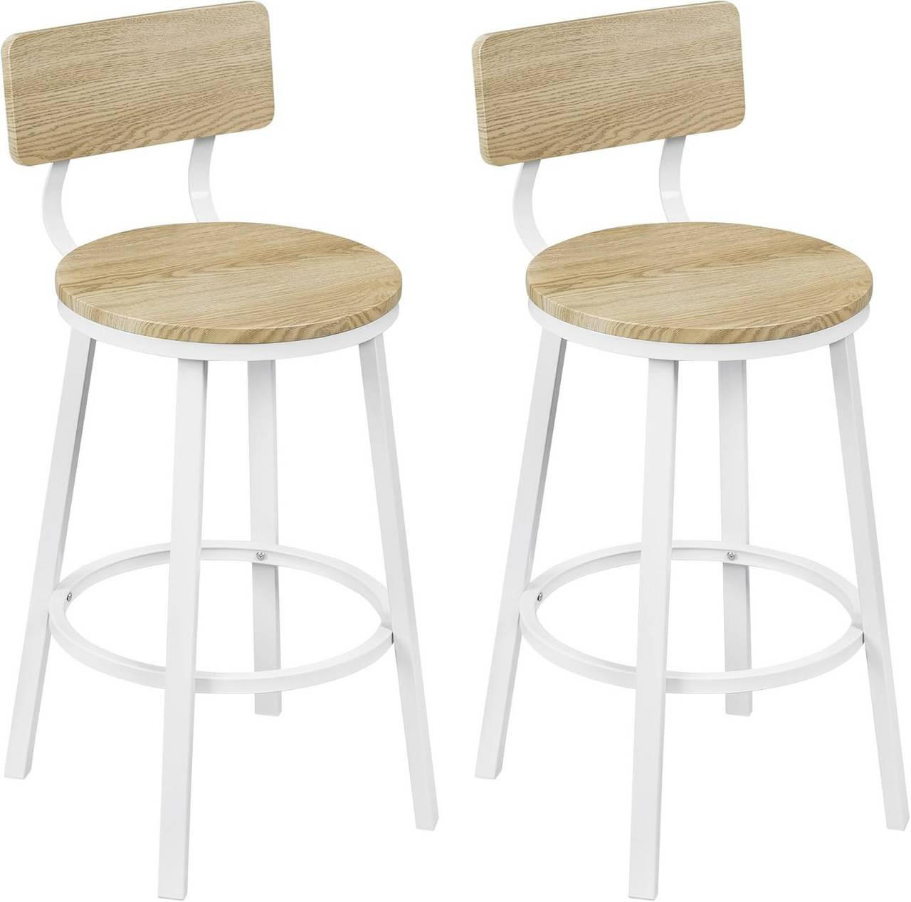 BARHOCKER 2er Set, Metallgestel, Helle Holzoptik - Eichefarben/Weiß, Holzwerkstoff/Metall (51.5/89/51.5cm) - Woltu