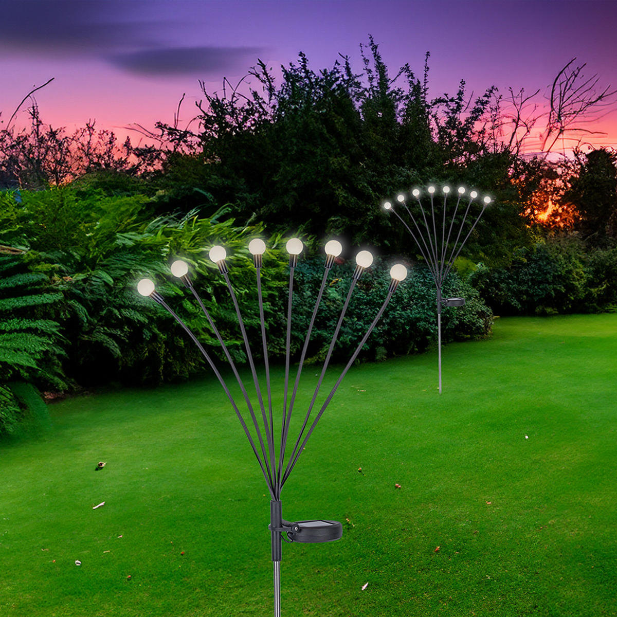 LED AUSSENLEUCHTE Edelstahl Schwarz 2er Set - Schwarz, Metall (20/12/70cm) - Globo Lighting