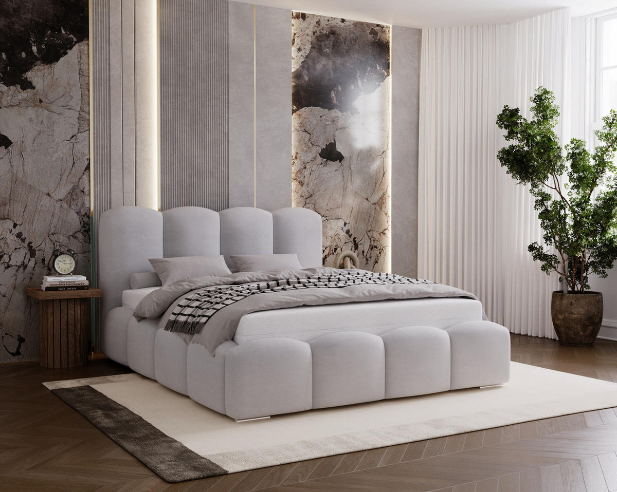 POLSTERBETT 200x200 cm Zenna mit Lattenrost, Bettkasten, Hellgrau - Hellgrau, Holz/Textil (200/200cm) - Emporius