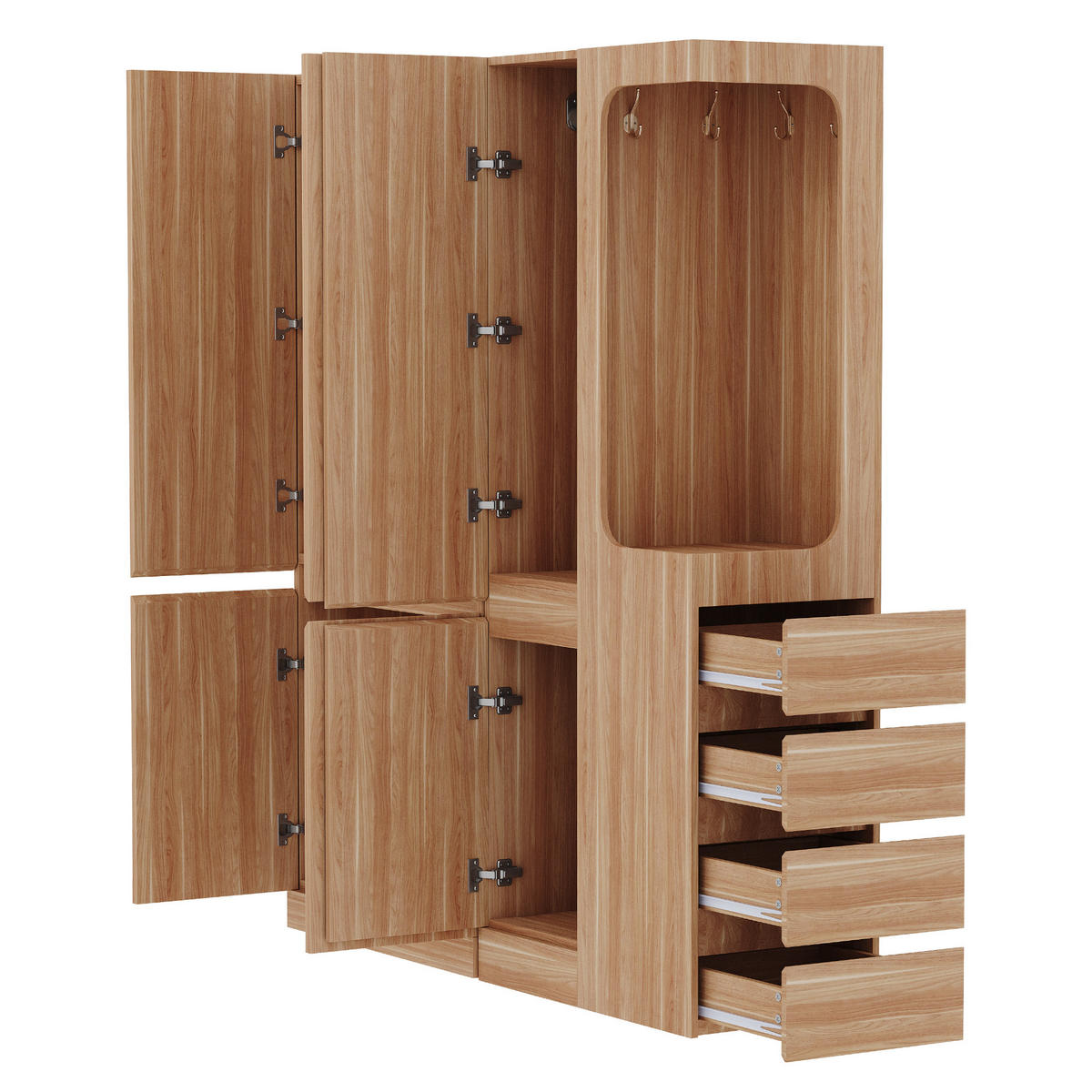 KLEIDERSCHRANK 140x40x170cm Schubladen Stauraum Holz Rechts - Naturfarben, Holz (140/170/40cm) - FLIEKS