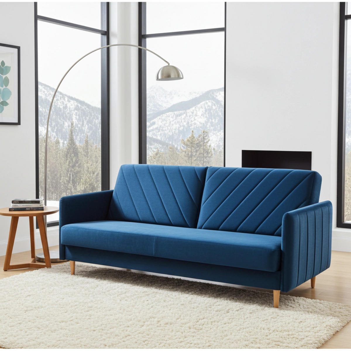 SCHLAFSOFA Vesto Blau Velours - Bettkasten - 207x93 cm - Blau, Holz/Holzwerkstoff (207/93/93cm) - Ravio