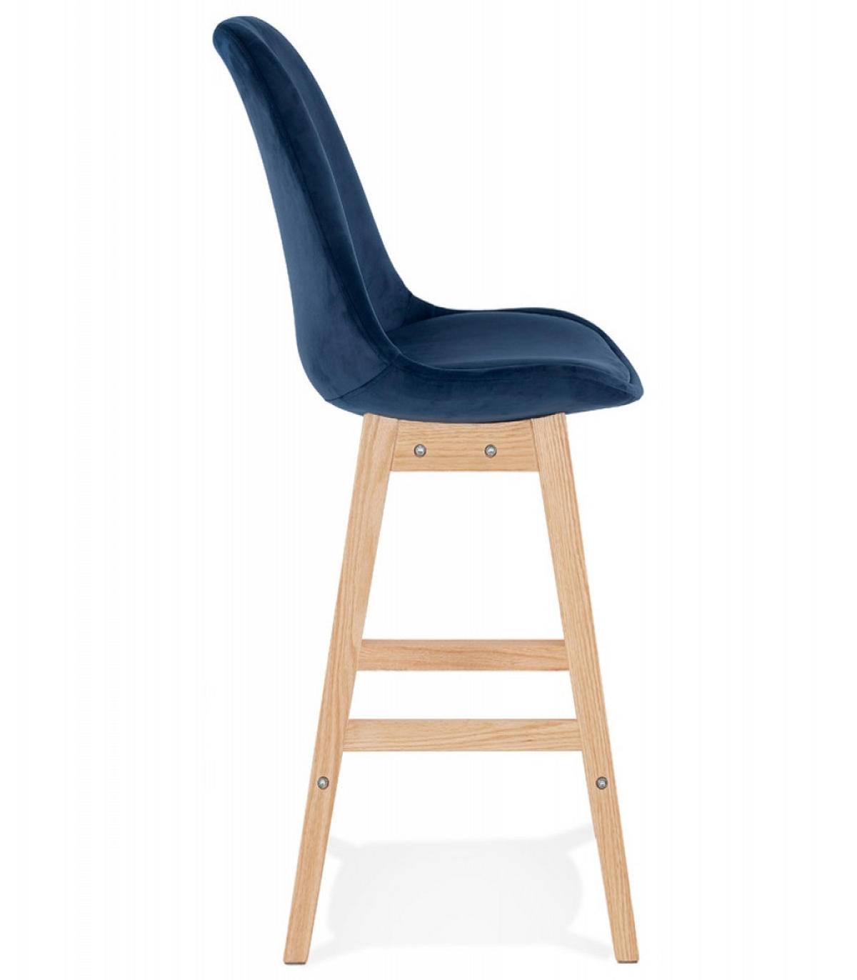 BARHOCKER mittelhoch mit Samt Sitz MORISS, Blau-Beige 48x56x103 cm - Blau/Eichefarben, Eichenholz/Holz (48/103/56cm) - KADIMA DESIGN