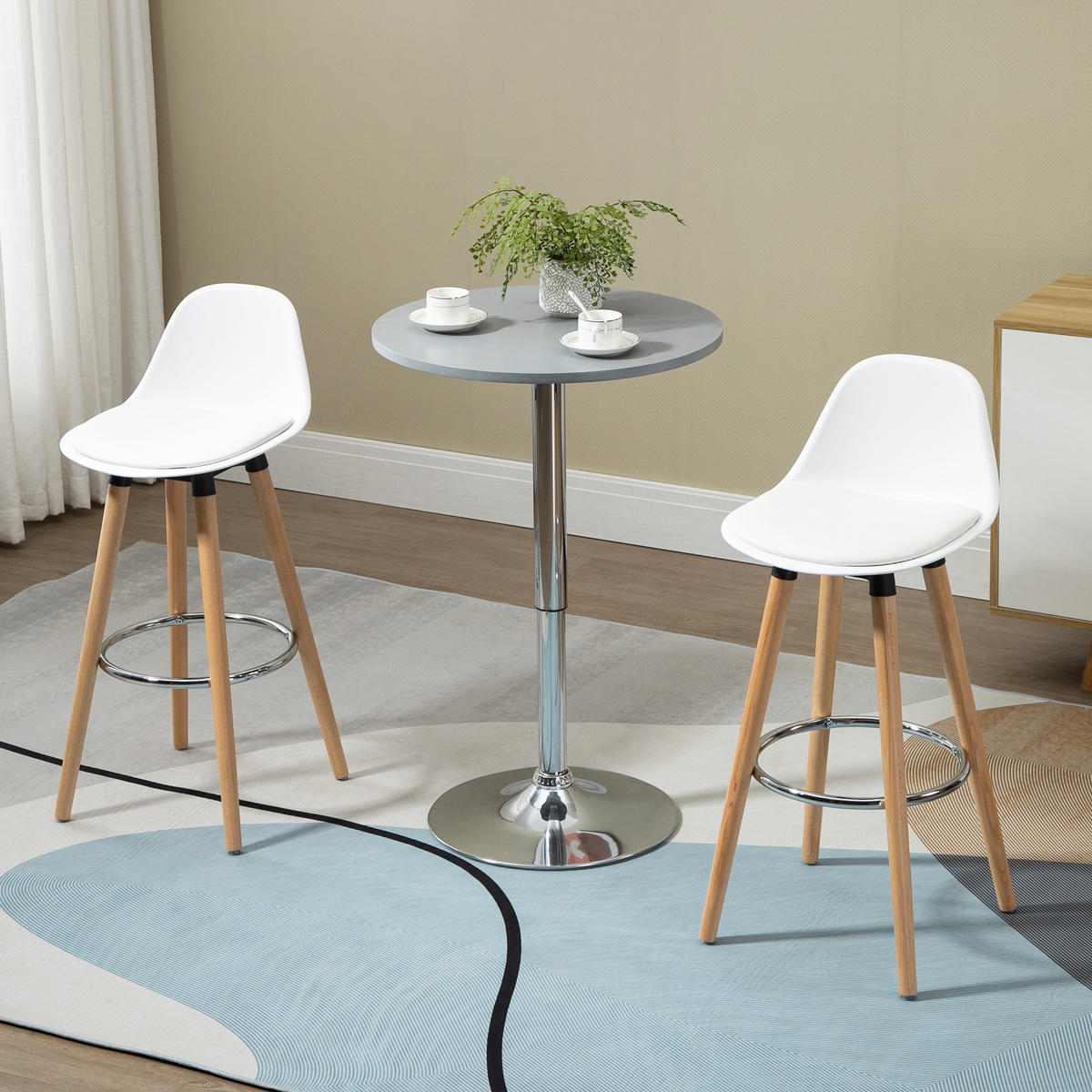 BARHOCKER 2er-Set Weiß 43.0/43.0/91.0 cm - Weiß, Leder (43/91/43cm)
